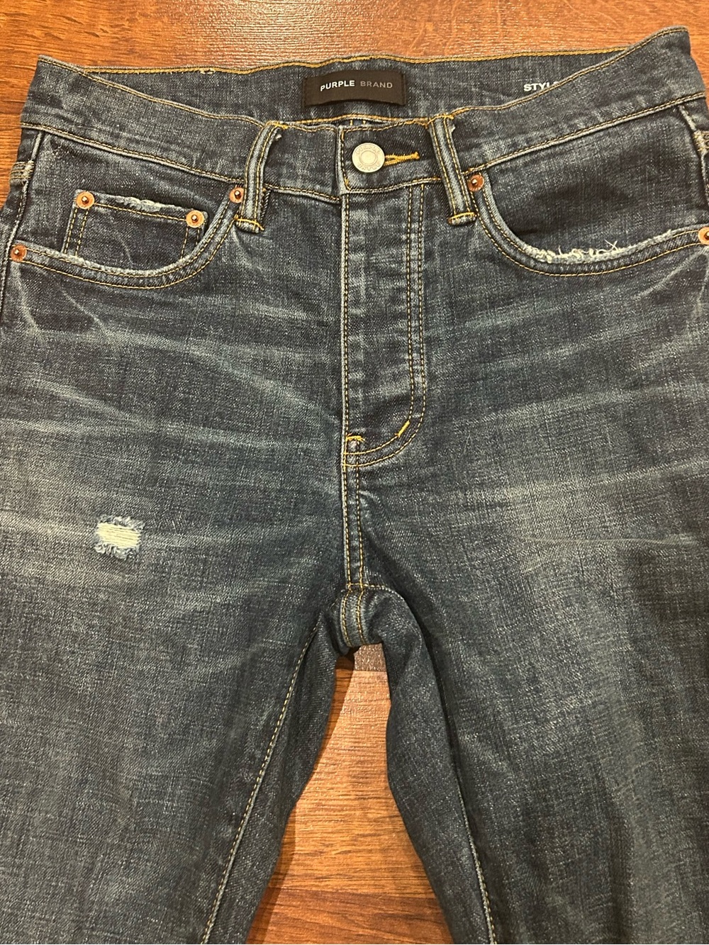 Purple Brand Jeans P004 Flare Distressed Dark Wash 31” Waist - Picture 5 of 10